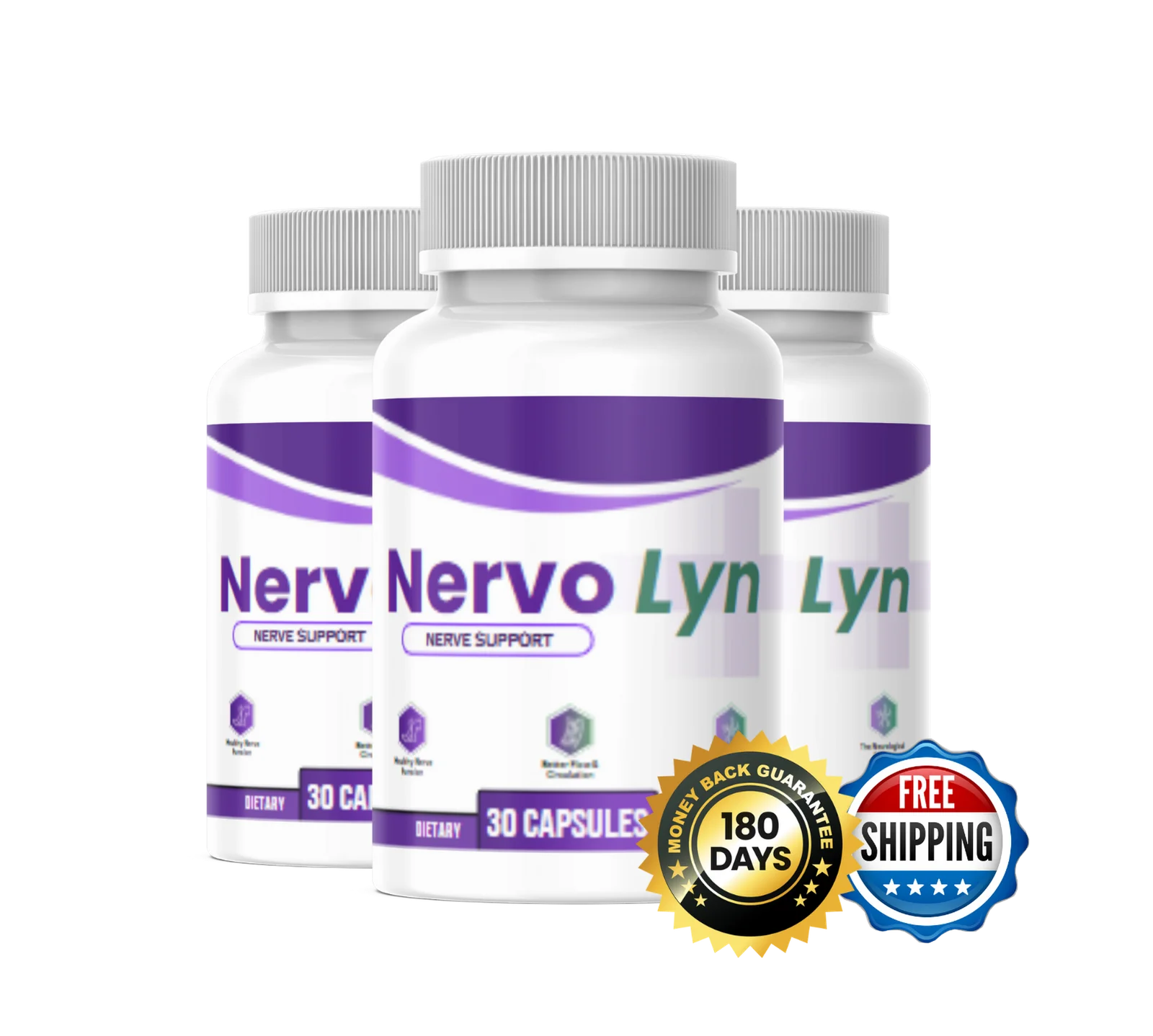 Nervo Lyn Nerve Support Supplement Bottles